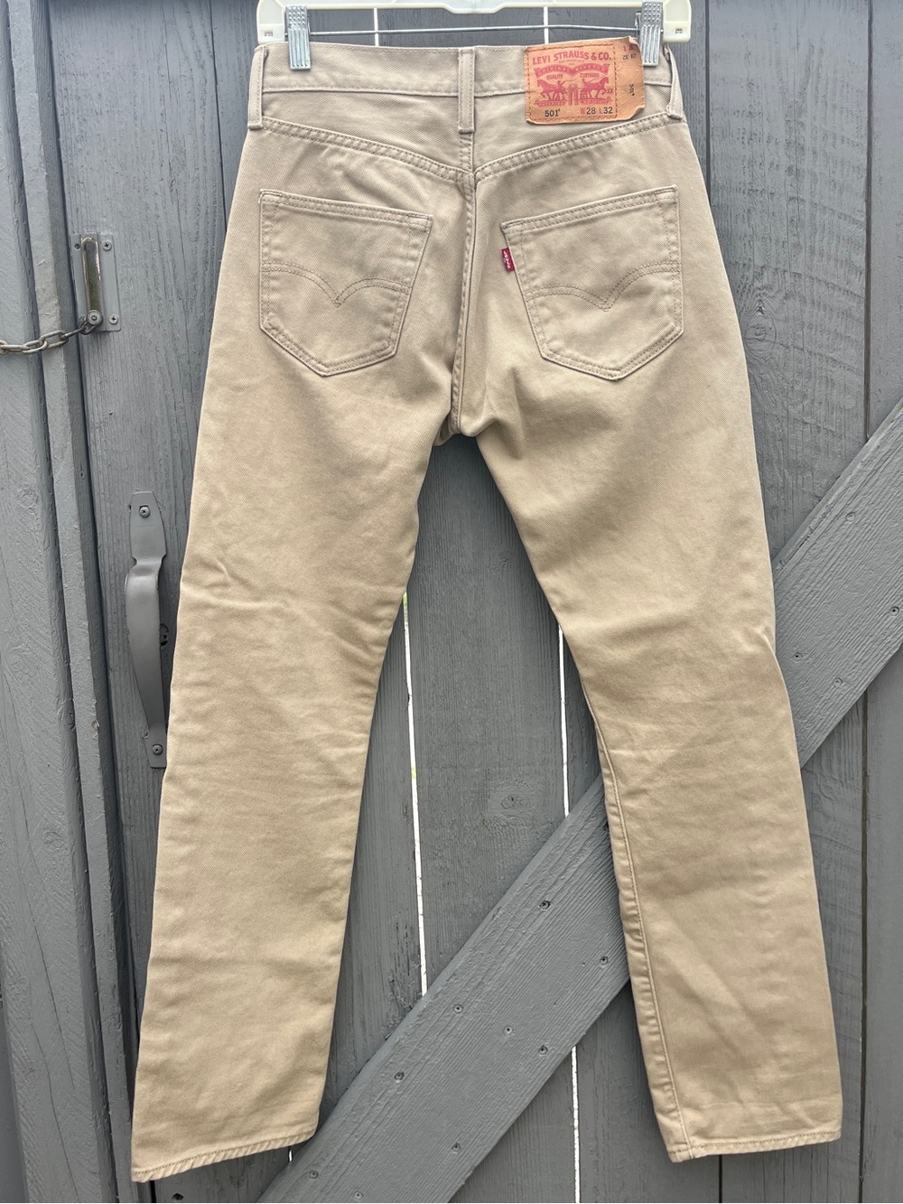 Levi’s 501 Straight Leg Denim Jeans Khaki Tan Size 28 x 32 RUNS SMALLER - Picture 5 of 8